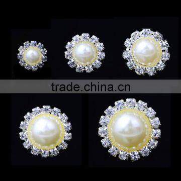 2mm pearls with Alloy rhinestone claw holder fashion pearl button garment accessories sweater embellished pearl button-552