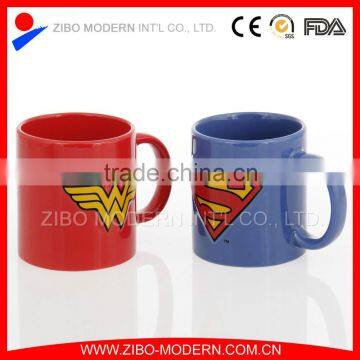 coloured embossed ceramic 3D mug with hero design