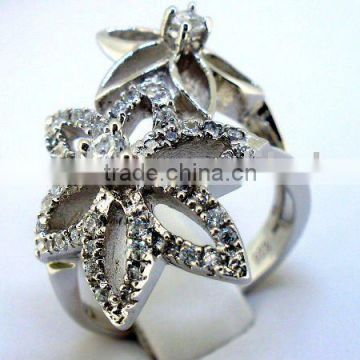 QCR103 925 purity silver finger ring with CZ,rhodim plated silver ring from jewelry factory outlet