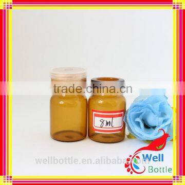 Injectable pharmaceutical glass bottle with double cap bottles for pill bottle with flip top cap