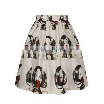 2015 Women Long Skirt Rose Girl Digital Printing Puff Skirt Cheap Price High Quality N19-19