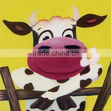 Stretched canvas cute cow painting