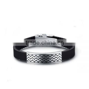Mens Wider Black Hand Bracelet Rubber Band