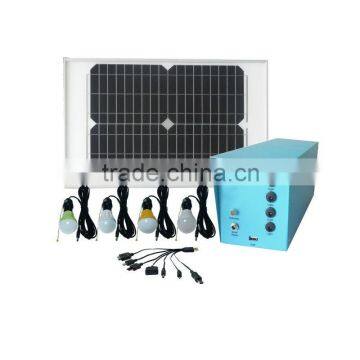 20W solar lighting system for rural area(9-10 hours lighting time,and with USB charging mobile)