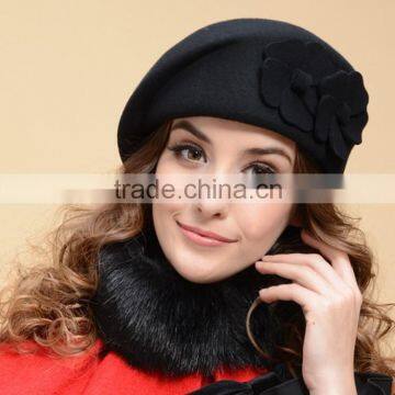 NEW Fashion Lady Women Wool Warm Felt French Beret Beanie Ski Hat Tam Cap Black