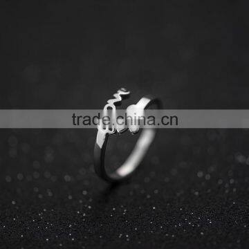Love Letter Silver Plated Finger Rings Jewelry Fashion White Gold Color Simple Ring China Jewellery Wholesale photo-3