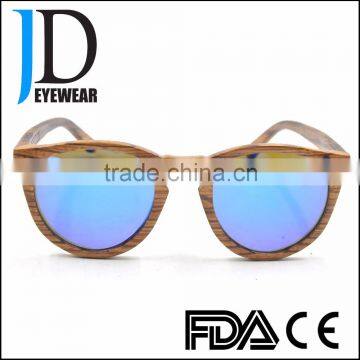 High Quality European style Round OEM Zebra Wood Sunglasses