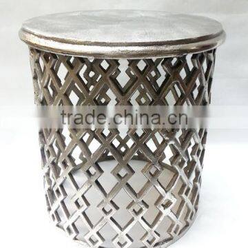 ROUND SIDE STOOL / COFFEE TABLE / CAST ALUMINIUM HAND MADE STOOL TABLE