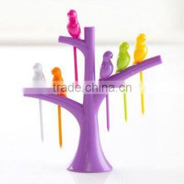 Wholesale Lovely Small Birds Plastic Fruit Fork With ABS Material Manafacturer Zhejiang photo-2