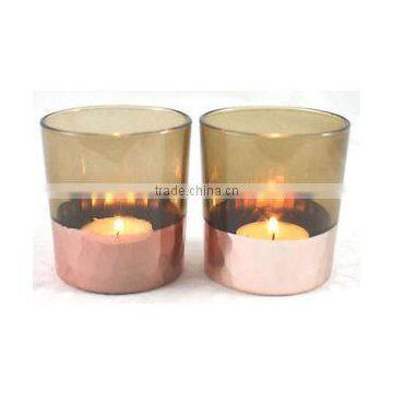Base Hammered Copper Glass Votive two tone finishes