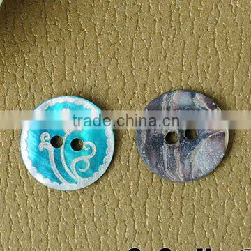 painting lasering blue 2 holes natural Japanese akoya shell buttons