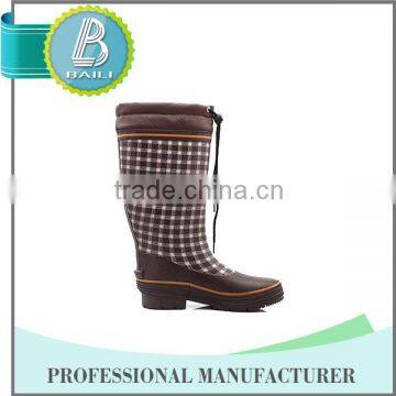 High Quality 100% Natural Rubber Houndstooth Rain Boots Women