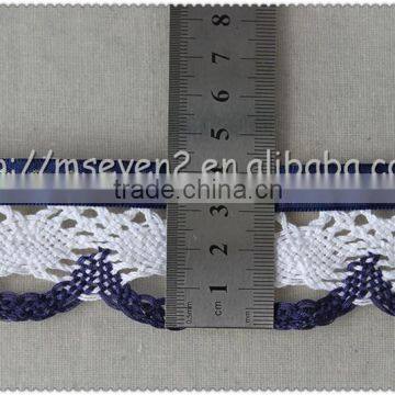 Hot Fashion Black / White Colors Scalloped Shaped Cotton Trims, Jacquard Ribbon With Cotton Lace photo-2