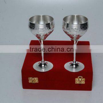 brass beer cup, silver plated