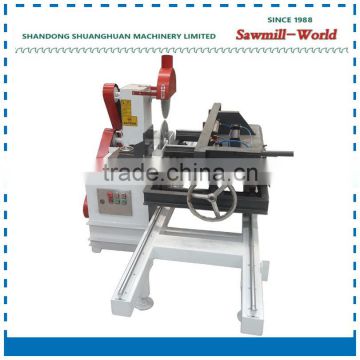 Manual table band saw machine with twin circular blades for log sawing