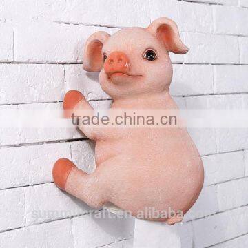 Resin pig shaped funny toilet paper holder animal