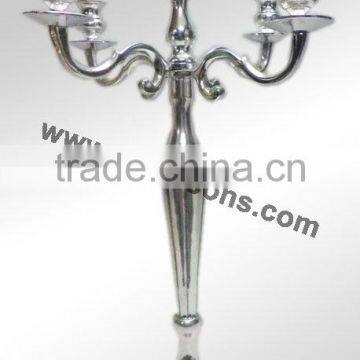 Silver Finish Aluminum Polish Five Arms Candelabra photo-3