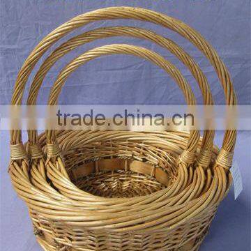 Round Willow Baskets with Handles