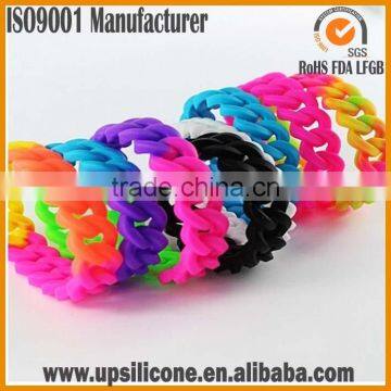 Colorful Fluorescent Braided Silicone Bracelets Silicone Chain Bracelet photo-4
