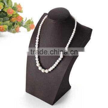 Red Leather Wood Jewelry Display Neck Stands photo-4