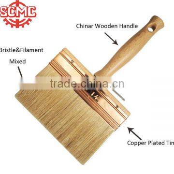wooden handle copper coated ferrule mixed bristle wall brush