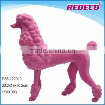 Resin flocked poodle figurine