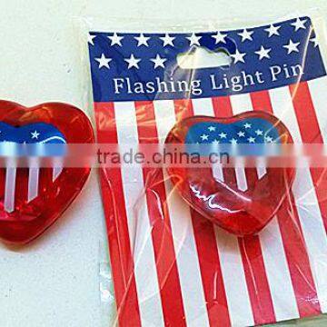 USA independence day light up flashing led beads pin