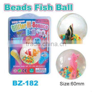 60mm TPU Fish Bouncing Ball With Beads