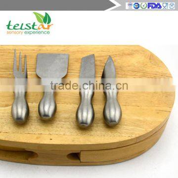 4 Cheese Knives With Board Set Rubber Wood Cheese Board Set Professional Bamboo & Wood Household Products Wood Cheese Tools photo-6
