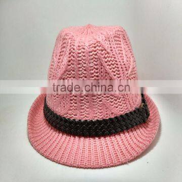 Autumn and Winter Warm Pink Twist Knitted Hat Hat Fla photo-2