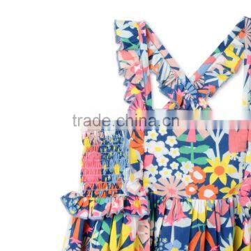 Bright Floral Collage Print Sleeveless Cotton Flower Girls Dress Boutique Girl Clothing Kids Party Dresses HSD5945 photo-4