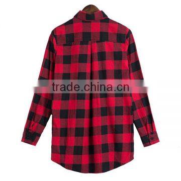 Best Selling Red And Black Plaid Shirt Wholesale Plaid Flannel Shirt photo-4