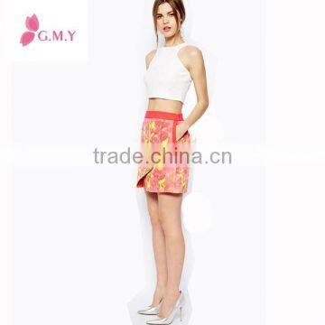 Floral Jaquard Fashion Wrap Skirt Slim Hip Mini Short Knitted Elastic Skirts Pattern