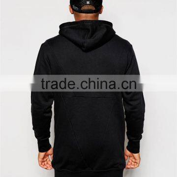Mens 100% Cotton Pocket Customized Wholesale Plain Black Hoodie photo-4