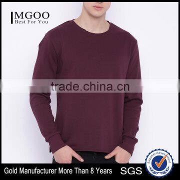 Maroon Sweatshirt Round Neck Long Sleeves Custom Color Plain Mens Casual Autumn Sweater 260G Cotton Fleece Fashion Solid Sweater