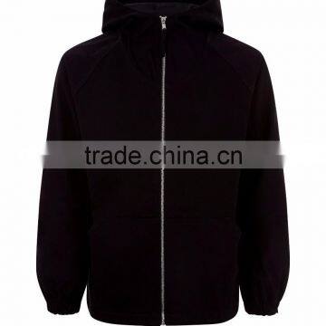 Mgoo Fashion 100% Cotton Black Hooded Jacket With Lining Casual Fit Balloon Sleeves Jacket Zipper Up photo-5