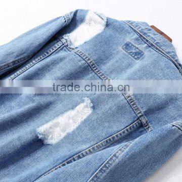 Custom Boyfriend Style Oversized Fit Jeans Jacket Women Plain Distressed Denim Jacket photo-4
