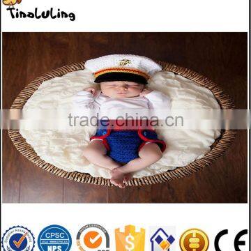 NPT41 Tinaluling hot selling lifelike Navy theme design knitting suit baby photography props