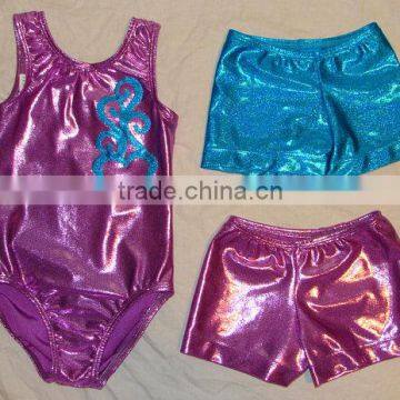 wholesale baby leotards Gymnastics leotard turquoise twinkle heart design and two pair shorts