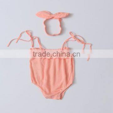 Boutique Design Muslim Crinkle Infant Romper ClothesToddler Girl Summer Playsuit photo-4