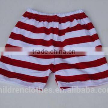 Red And White Stripes Cotton Shorts Kids Summer Casual Fashion Icing Boutique Toddler Shorts