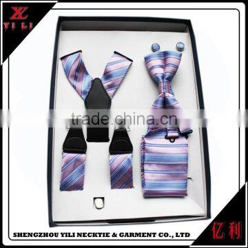 Fashion polyester gift bow tie and suspender set