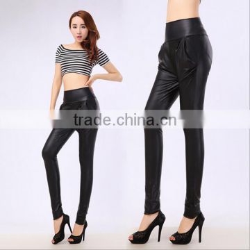 EY0046L Good quality fashion design autumn winter wear leather splicing thick women leggings