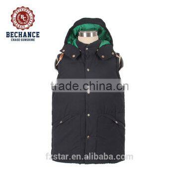 Mens Black Warm Wholesale Vest Detachable Hood M1115