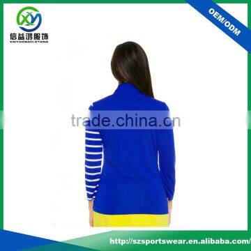 New Style Nine Points Sleeve White Stripe Standard Collar Women Golf Sweatshirt In Royalblue photo-2