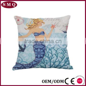 midterranean mermaid painting decorative pillow cover