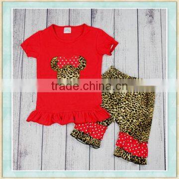 2017 baby girl christmas outfit clothes reindeer embroidery design leopard print capris baby girl clotthes