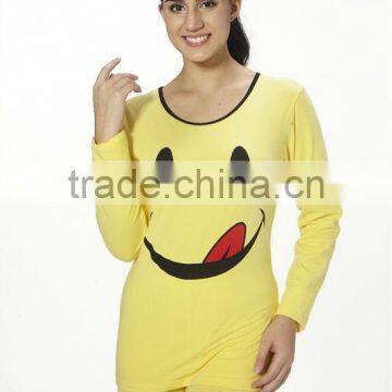 Smile face printed women long johns