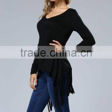 Fashion Blouse Back Lace Design Long Sleeve Korean Blouse For Wholesale 2017 photo-6