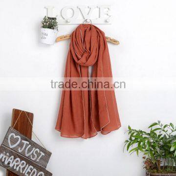 New Fashion Custom Viscose Lace Trimming Hijab Scarf photo-2